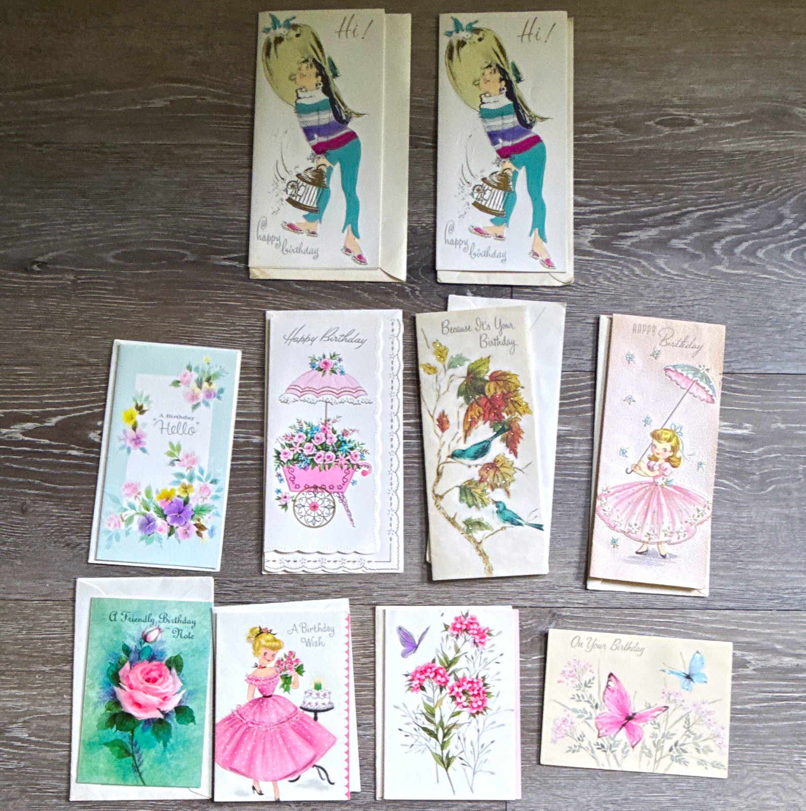 Unused Vintage Hallmark Birthday Cards Assorted Lot of 10 5B 1-1 MCM kitschy
