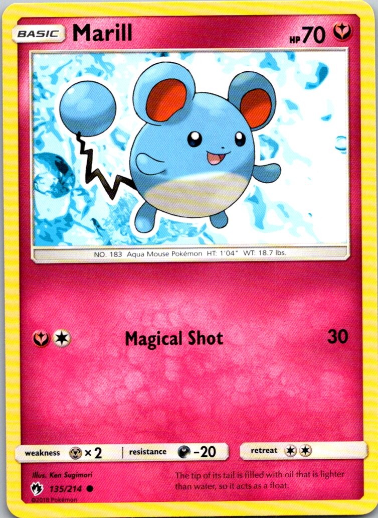 Marill 135/214 Lost Thunder Pokemon TCG C NM Marill 135/214 Lost Thunder Pokemon TCG C NM