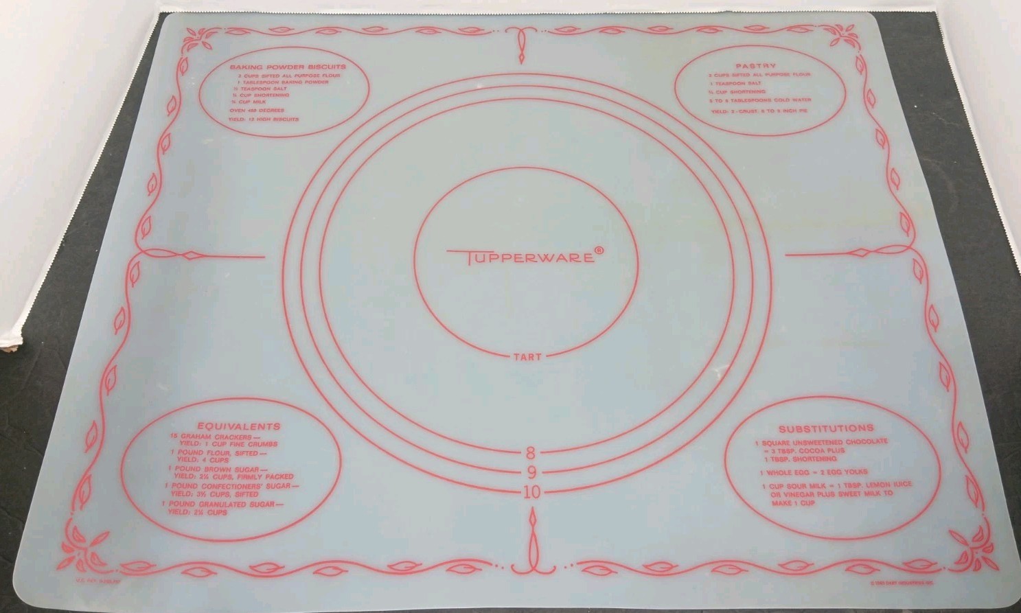 Vtg 1965 Tupperware Pastry Mat Rolling Pie Crust Pizza Dough Tart Baking 18x22 Vtg 1965 Tupperware Pastry Mat Rolling Pie Crust Pizza Dough Tart Baking 18x22