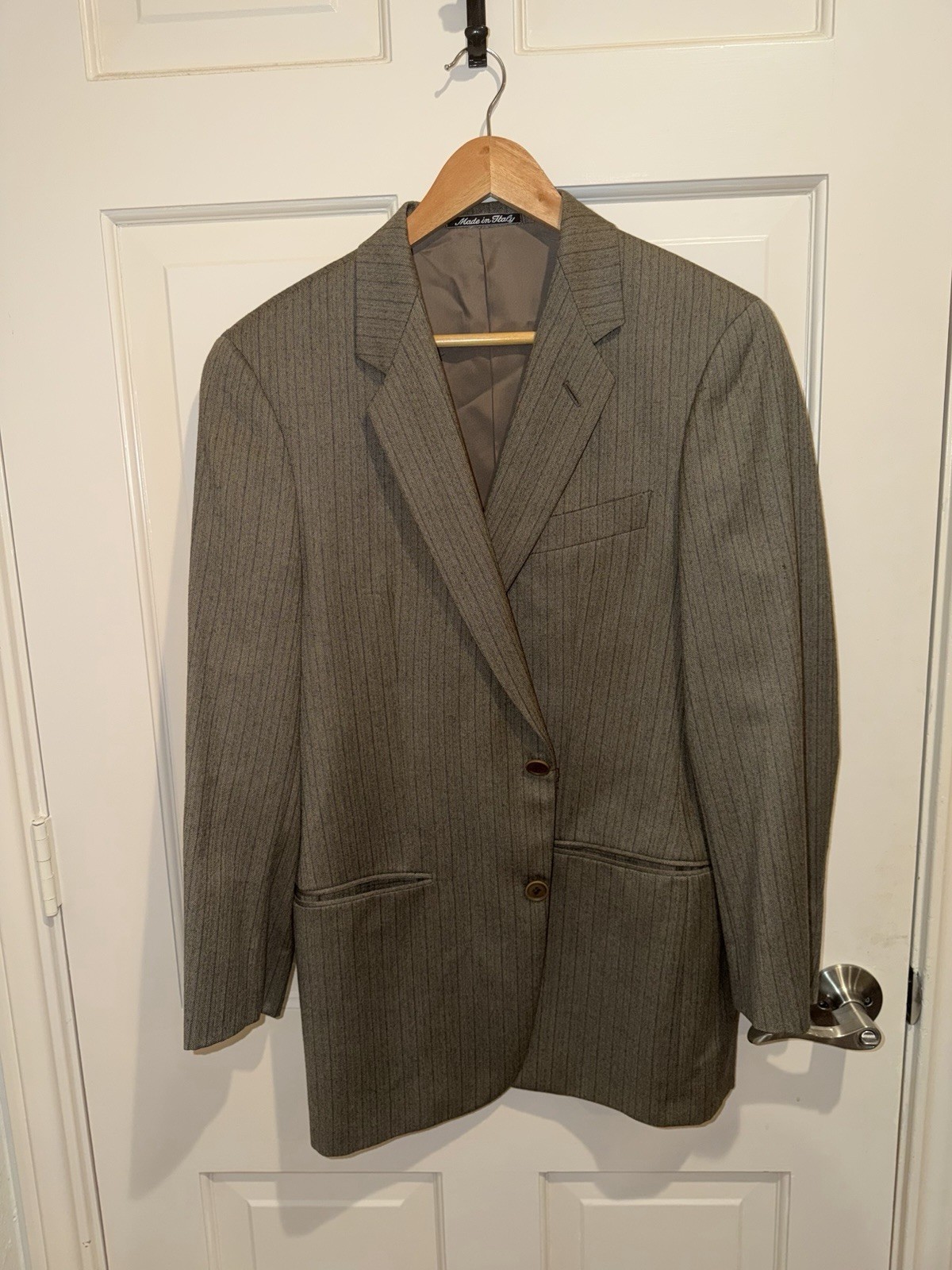 GIORGIO ARMANI LE COLLEZIONI ITALIAN MADE SUIT 38R 30W OLIVE HERRINGBONE