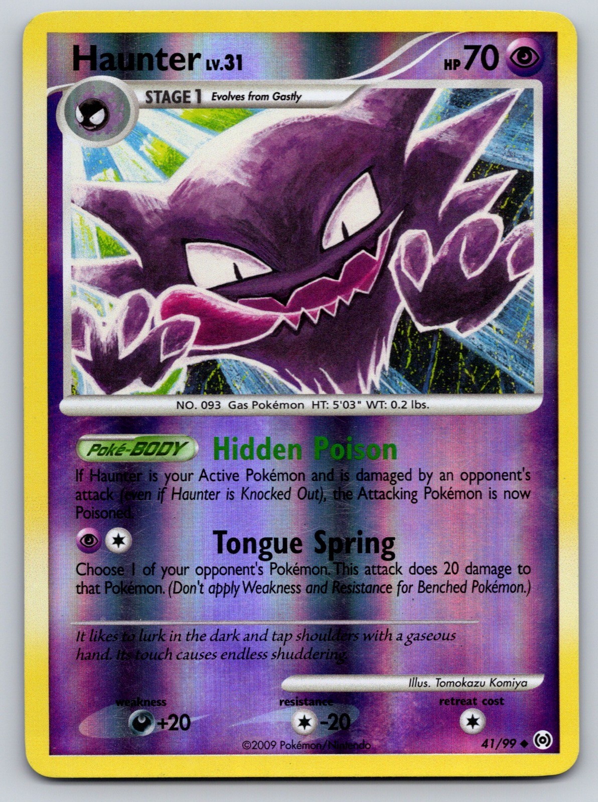 Haunter (41) Reverse Holo Uncommon Arceus 41/99 MP Pokemon Card TCG