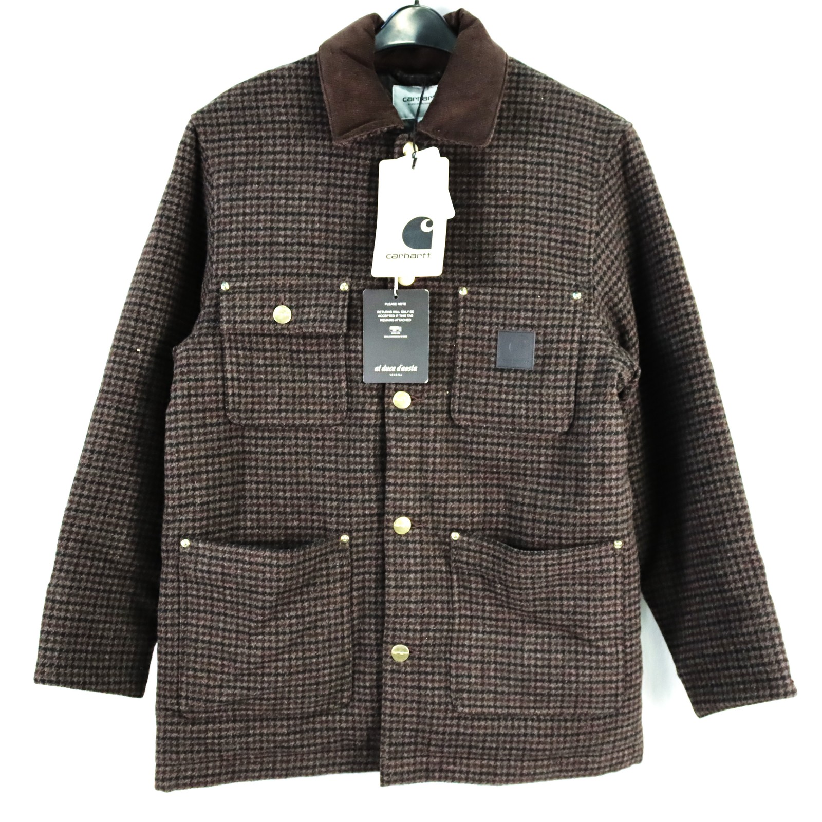 Carhartt Lowis Chore Coat With Button Closure & 5 Pockets In Brown Men\'s Size XS