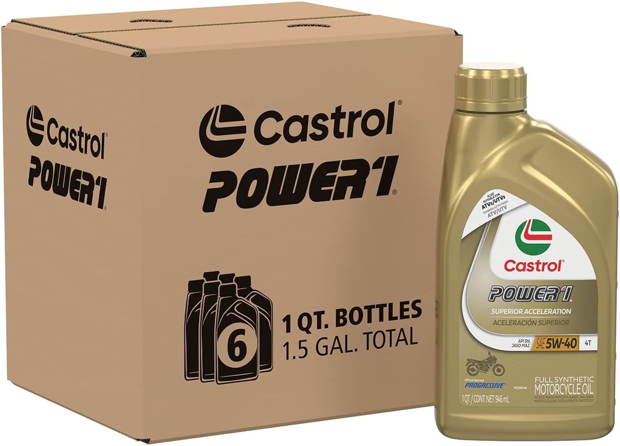 Castrol Power1 4T 5W-40 Full Synthetic Motorcycle Oil, 1 Quart, Pack 1 Quart 