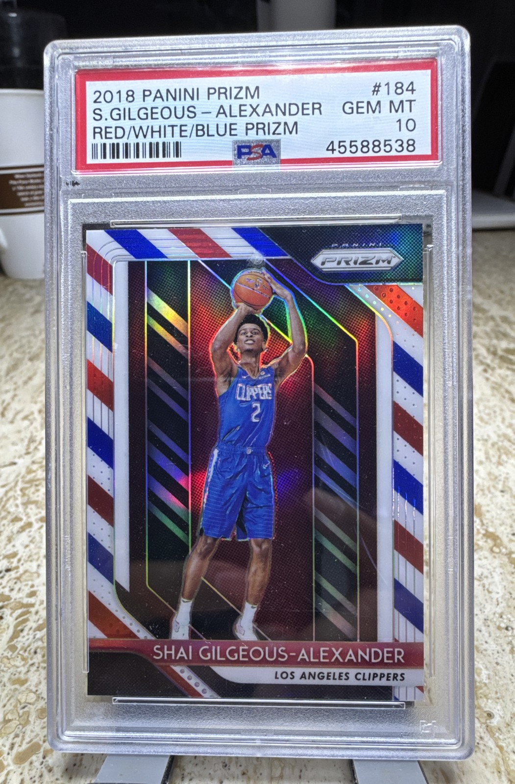 2018-19 Panini Prizm Shai Gilgeous-Alexander #184 Red White Blue Prizm PSA 10 2018-19 Panini Prizm Shai Gilgeous-Alexander #184 Red White Blue Prizm PSA 10