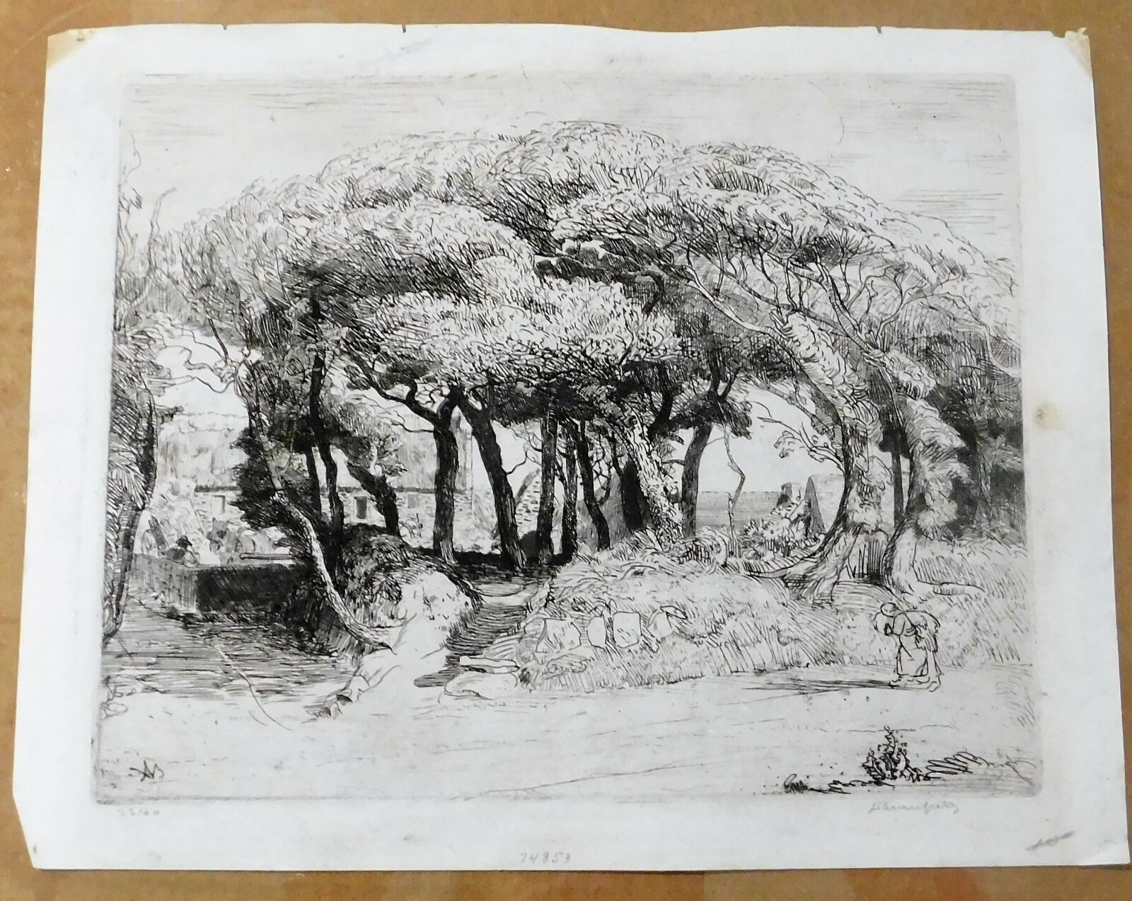 Adolphe Beaufrere b.1876 France, original signed etching 8 x 10, 