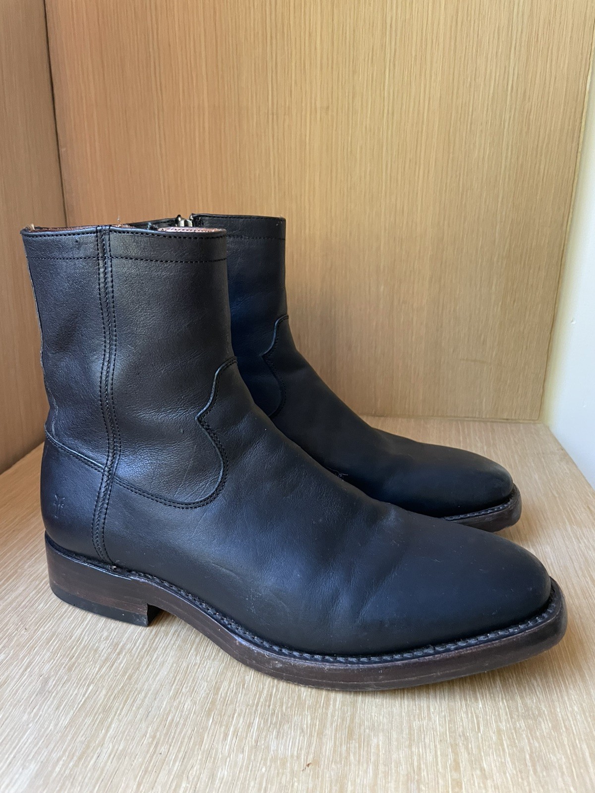 Vintage Frye Black Leather Campus Inside Zip Boots Round Toe Men\'s Size 7 D $400 Vintage Frye Black Leather Campus Inside Zip Boots Round Toe Men\'s Size 7 D $400