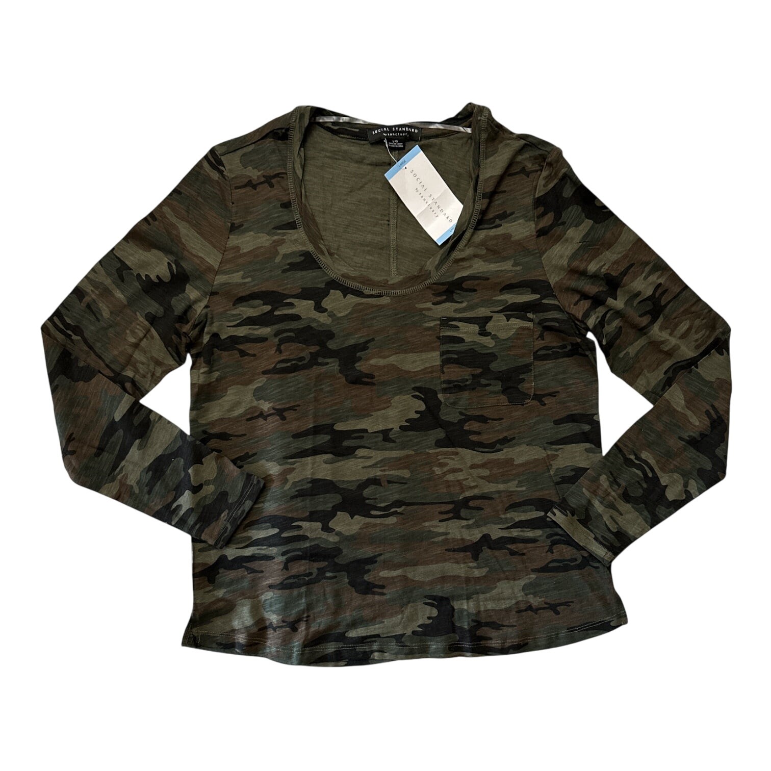 social Standard by Sanctuary Dylan Scoop Neck Long Sleeve T-Shirt Tee XL 2XL