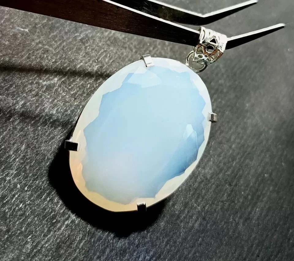Certified 100.05 Ct+ Natural OVAL Cut Opal 925 Solid Silver Pendant Gemstone