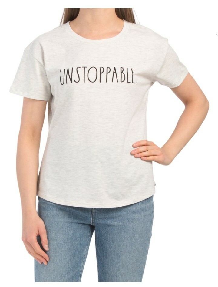 Rae Dunn “Unstoppable” Women’s White Tee, Size M, NWT Rae Dunn “Unstoppable” Women’s White Tee, Size M, NWT