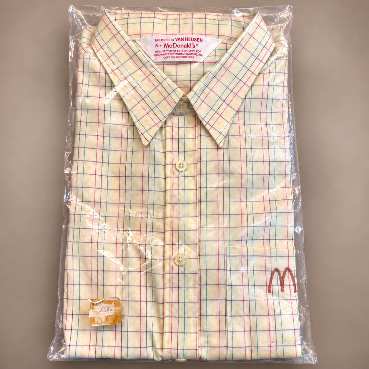 Vintage 1976 McDonald\'s Van Heusen Uniform Shirt Original Packaging Embroidered 