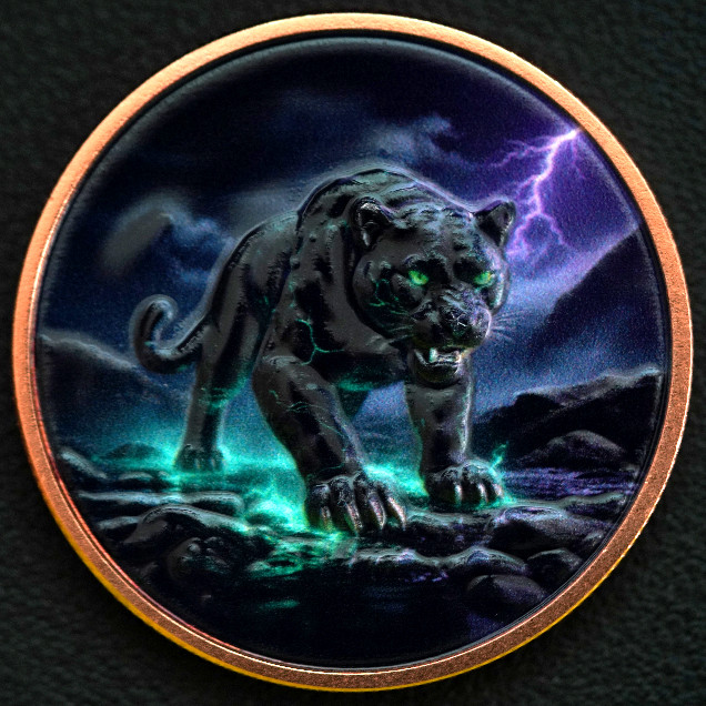 Black Panther 1 oz High Relief Colorized .999 Copper Round in Capsule