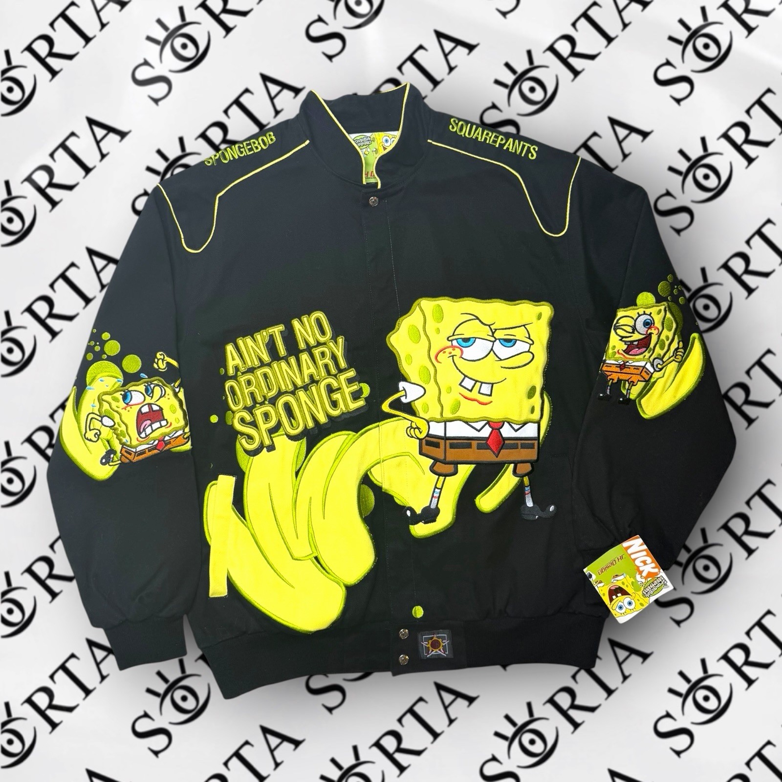 Y2k 2006 JH Design Nickelodeon Spongebob Racing Jacket Mens XL Jeff Hamilton NWT