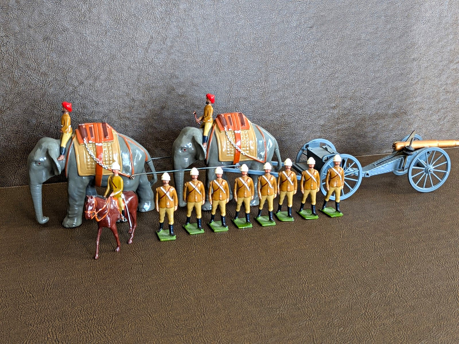 Vintage Wm Hocker Toy Soldiers Set #5 Royal Artillery Elephant Battery 14pc
