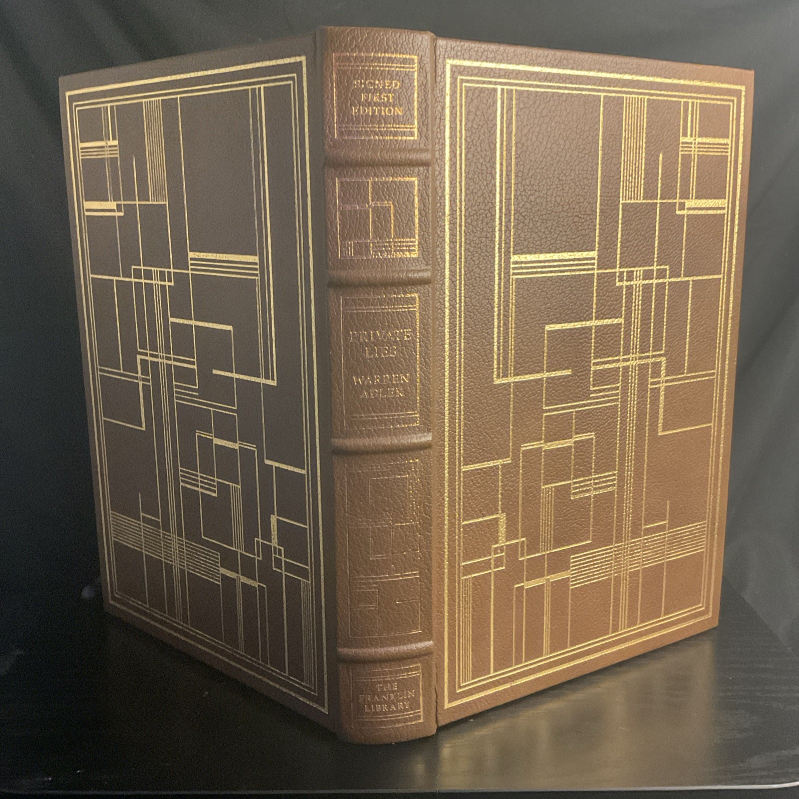 Warren Adler\'s Private Lies 1st ED 1991 HC Leather Franklin Library SIGNED Warren Adler\'s Private Lies 1st ED 1991 HC Leather Franklin Library SIGNED