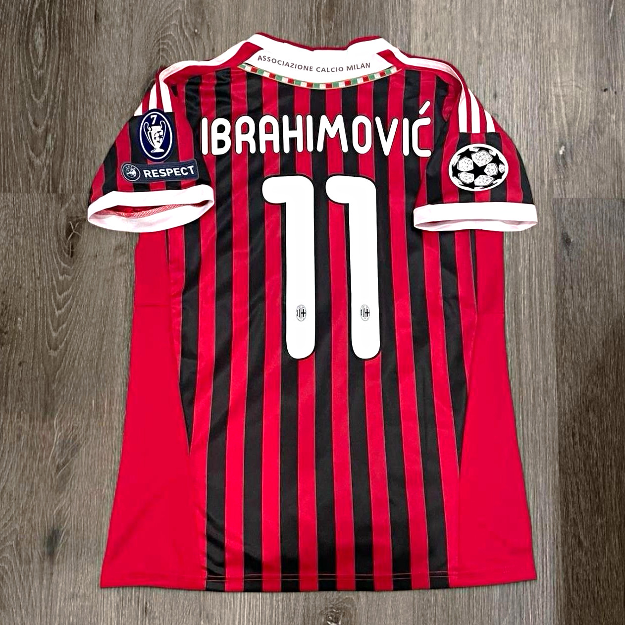 2011/12 AC Milan Zlatan Ibrahimovic #11 Red/Black UEFA Champions League Jersey