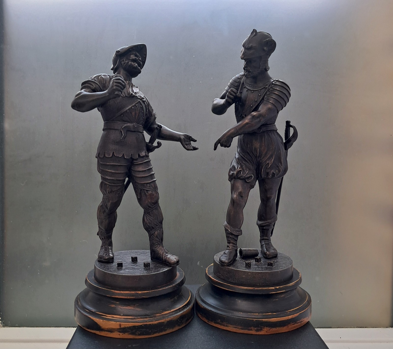 Antique Pair French Spelter Soldier Statues 15\