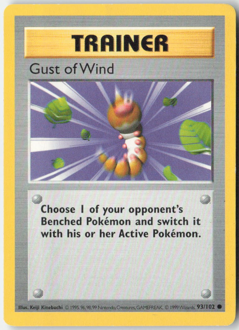 Gust of Wind 93/102 Common Base Set Unlimited Pokemon Moderately Played