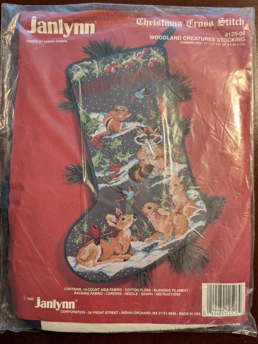 Christmas Stocking Kit Woodland Creatures Cross Stitch Janlynn 125-06 Sealed 92\'