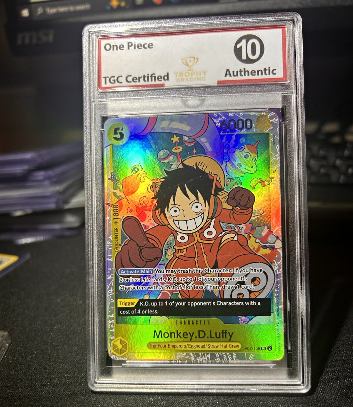 One Piece Card Game Graded 2-Card Lot: Monkey D. Luffy Holo OP07-109 OP14-013