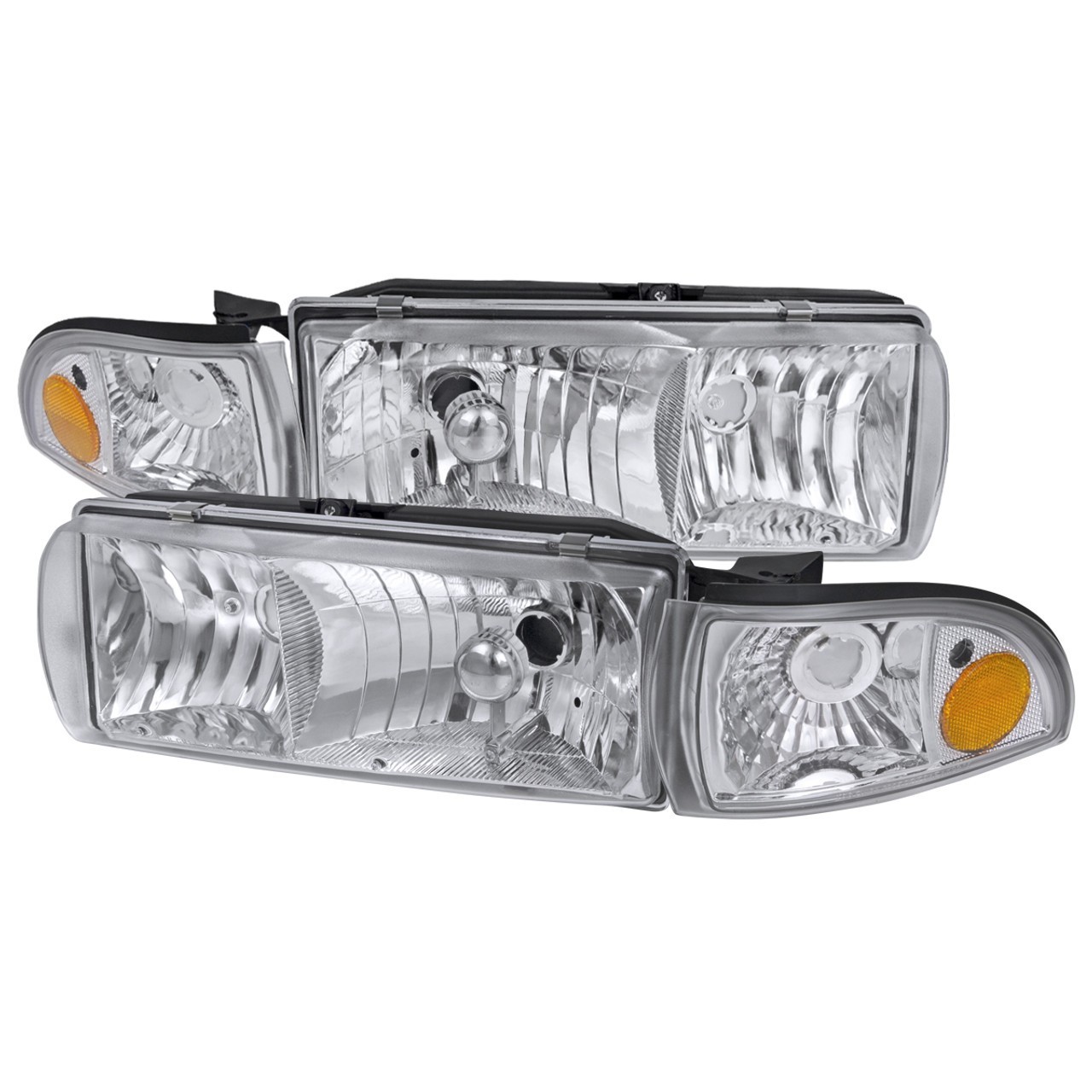 For 94-96 Chevy Impala 91-96 Caprice Clear Lens Chrome Housing Headlights Combo