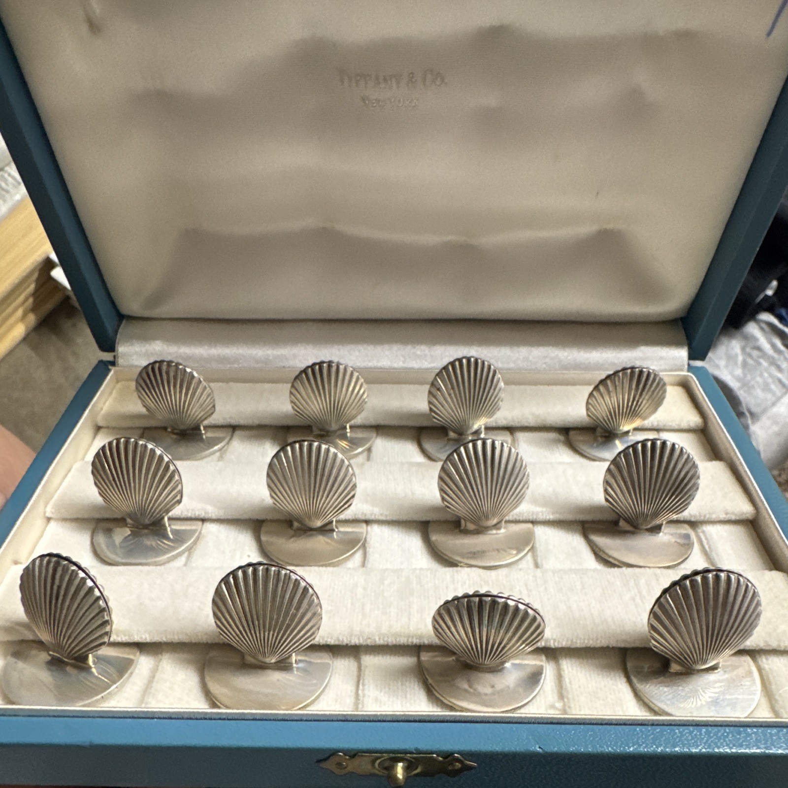 Tiffany & Co. Sterling Silver (.925) Shell Napkin Rings Set, Mid-Century