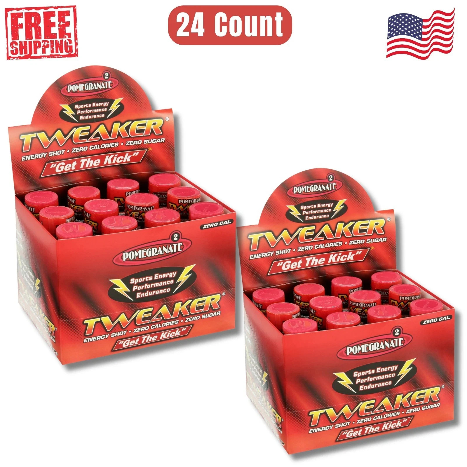 (2 PACK) Tweaker Energy Shot, Pomegranate, 2 fl oz, 12Count EACH - 