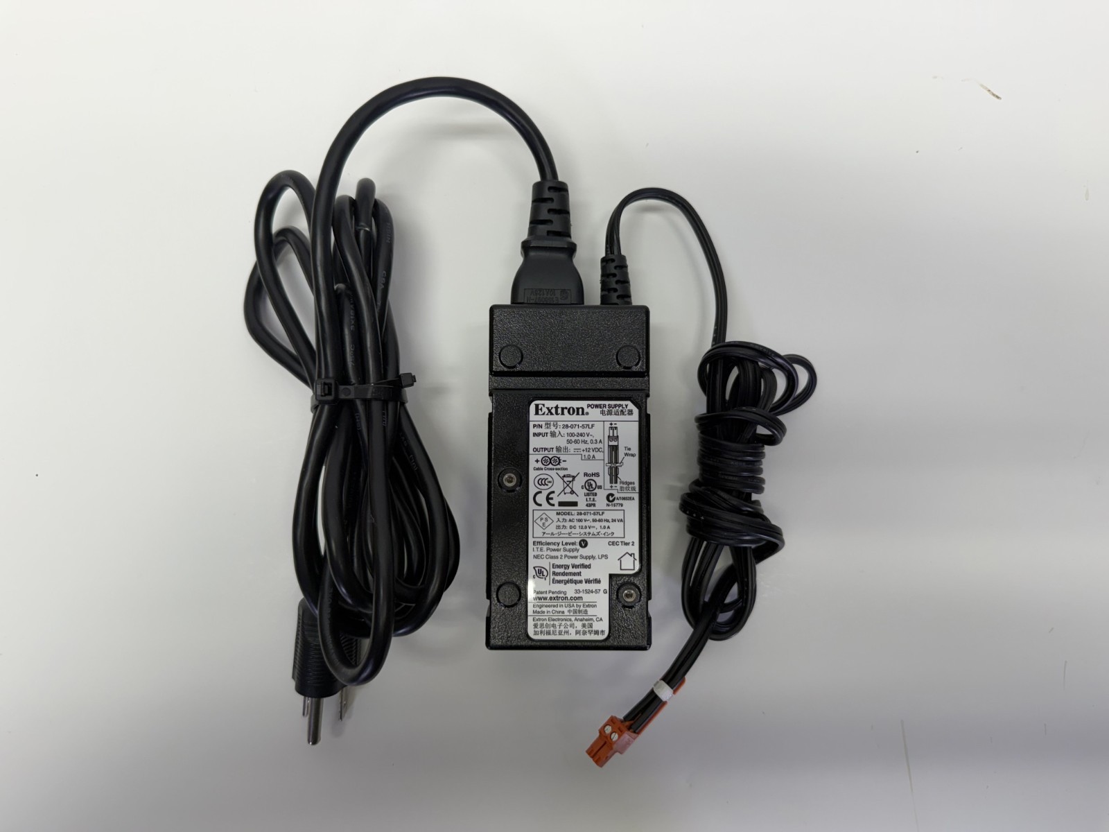 Genuine EXTRON Power Supply 28-071-57LF 12VDC 12V 1.0A w/ Power Cord *FREE SHIP*