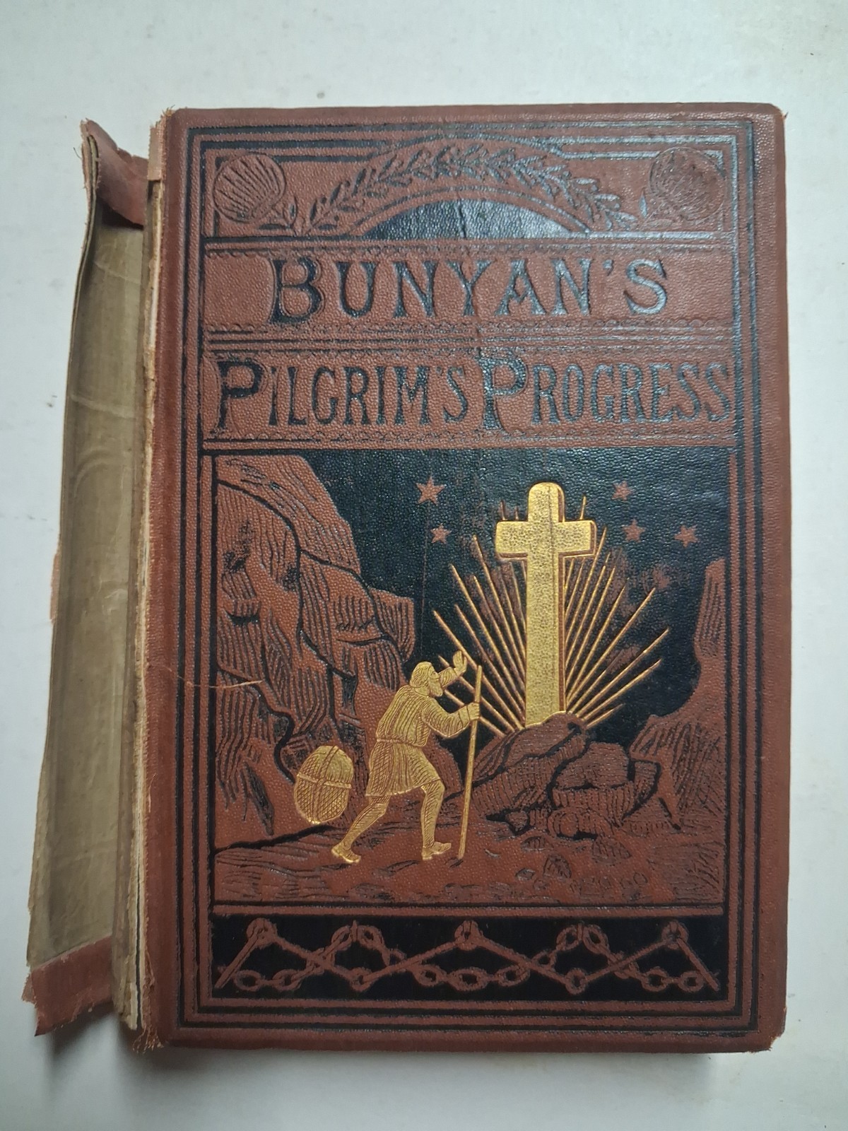 1870s-80s John Bunyan\'s PILGRIM\'S PROGRESS Gilded ORNATE Binding Victorian
