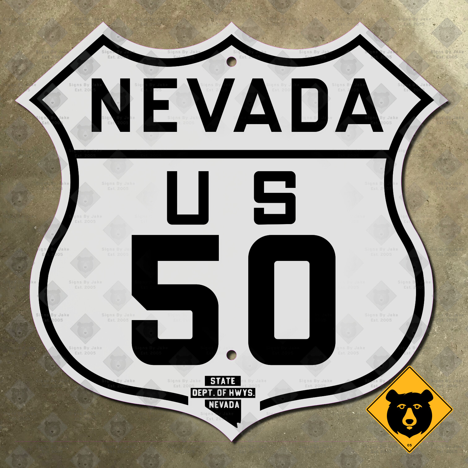 Nevada US Route 50 road sign Lincoln Highway Loneliest Road Carson City 12x11