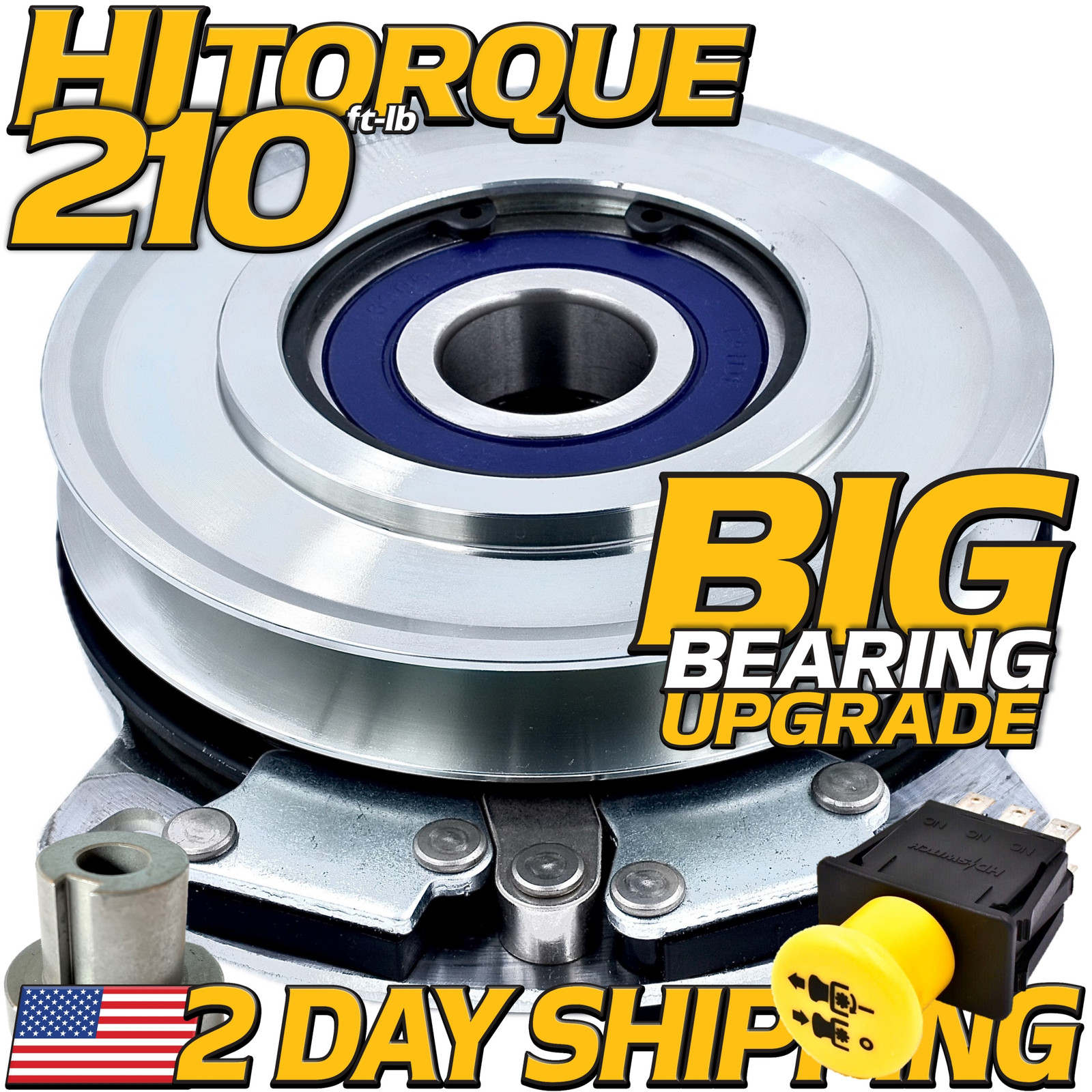 BIGBearing HiTorq Billet Pulley Clutch & 10A PTO Switch for Bad Boy 070-1000-00 BIGBearing HiTorq Billet Pulley Clutch & 10A PTO Switch for Bad Boy 070-1000-00