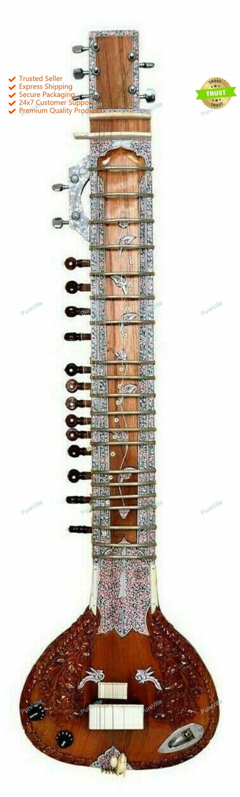 Professional Instrument  Electric Travel Sitar String Musical  High Quality
