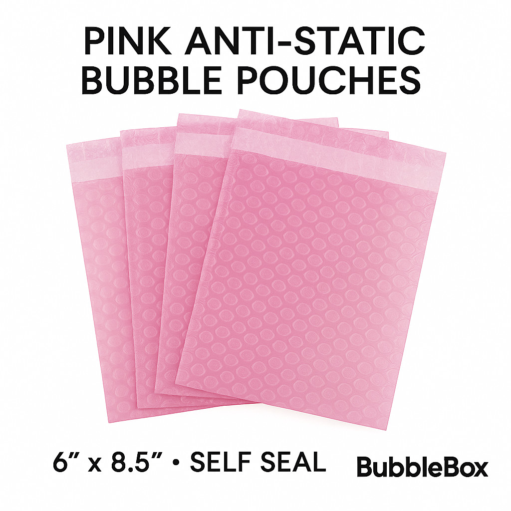 6x8.5 Anti-Static Bubble Out Pouches Bags Wrap Cushioning Self Seal, Pink 6x8.5 Anti-Static Bubble Out Pouches Bags Wrap Cushioning Self Seal, Pink