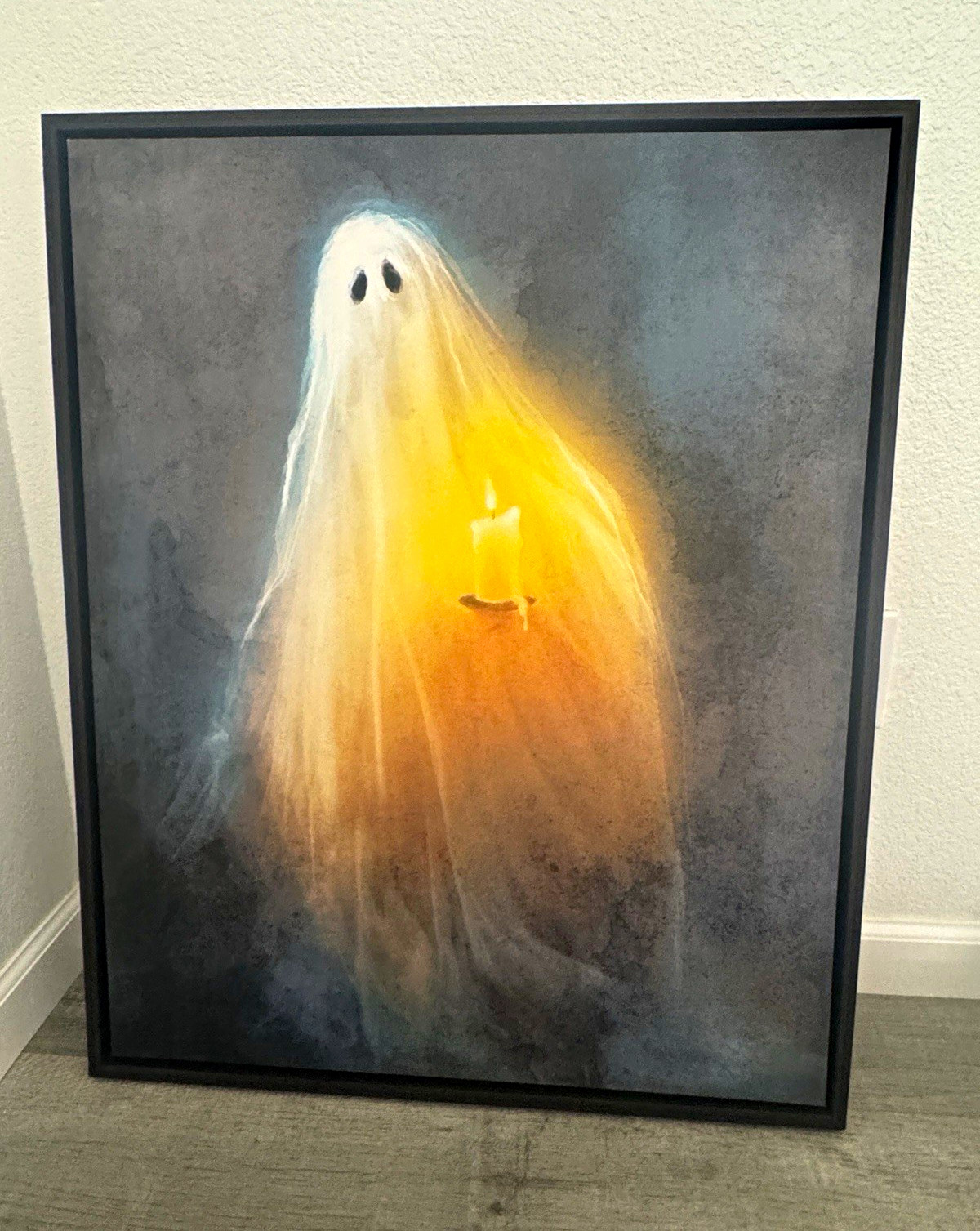 NEW Kirklands LED Ghost Canvas Framed Art Wall Decor Halloween SEE DESCRIPTION 