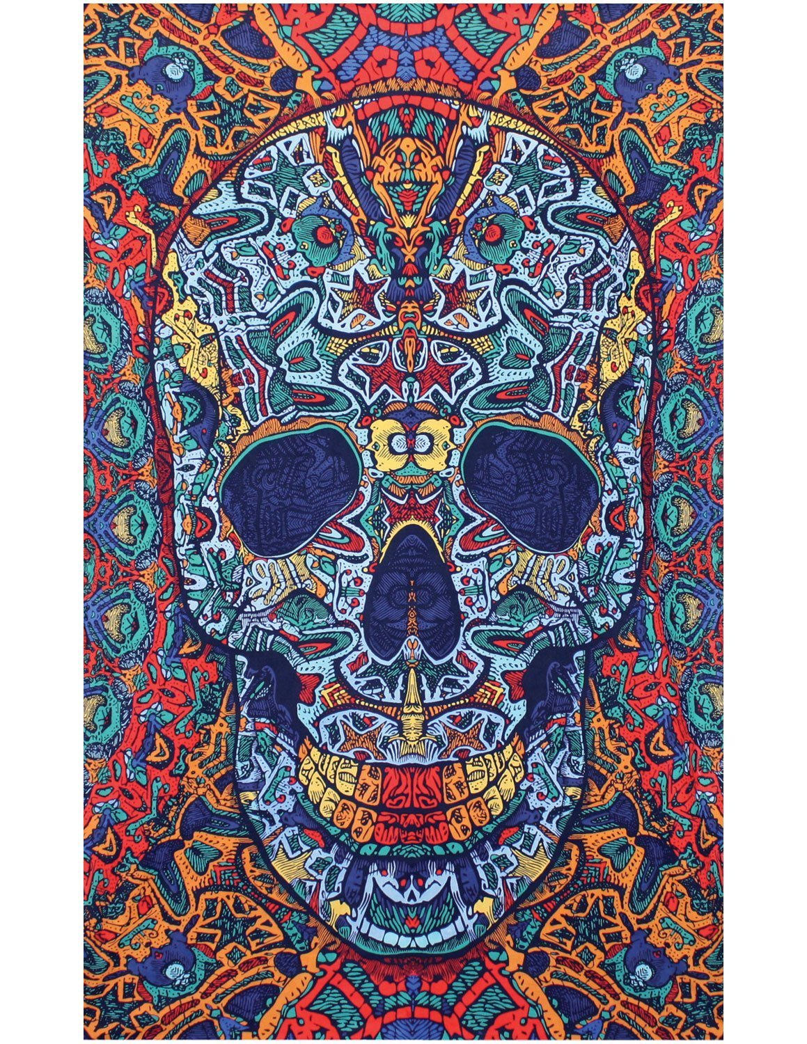 Psychedelic Skull Tapestry - Large-sized, Colorful, Multi-purpose, 