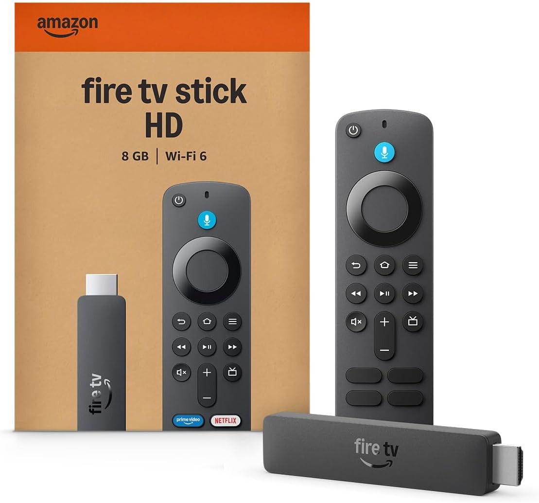 Fire TV Stick HD (Newest Model), Free & Live TV, Alexa Voice Remote, Wifi 6