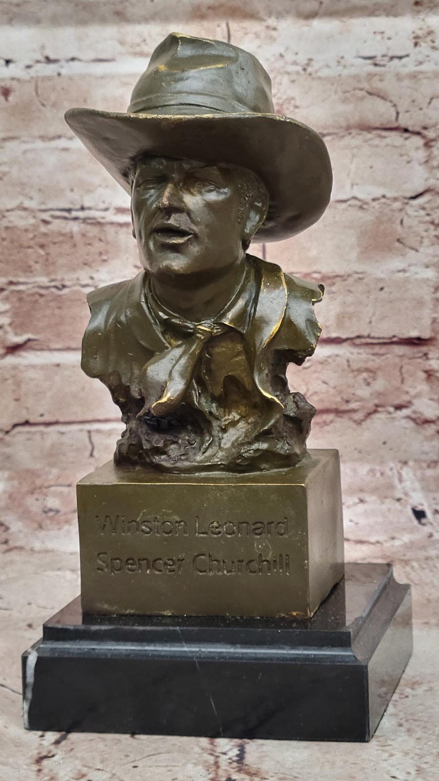 Handmade Signed Milo John Wayne Bronze Sculpture Bust Western Film Legend Decor