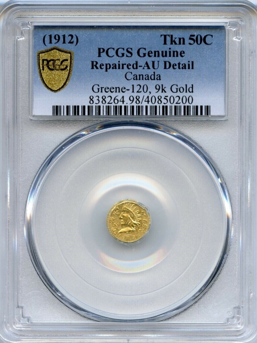 1912 1/2$ British Columbia, California Gold / Greene-120, PCGS Gold AU POP 3 R.8