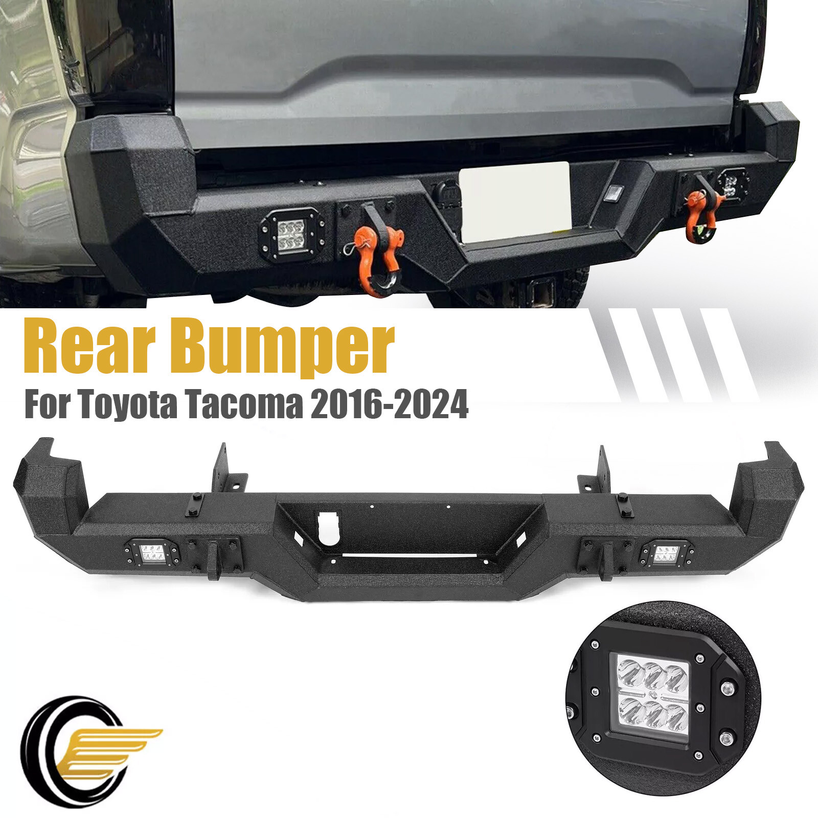 Powder Coated Steel Rear Bumper w/ Led Lights For Toyota Tacoma 2016-2023 2022
