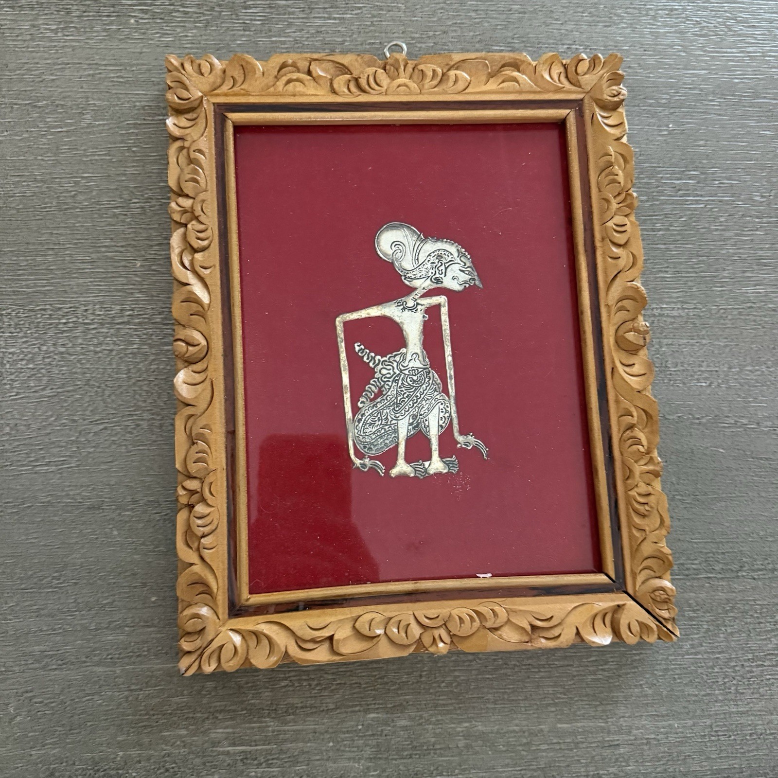 Vintage Tom\'s Silver Kotagede Art Indonesian Shadow Puppet Wayang Framed