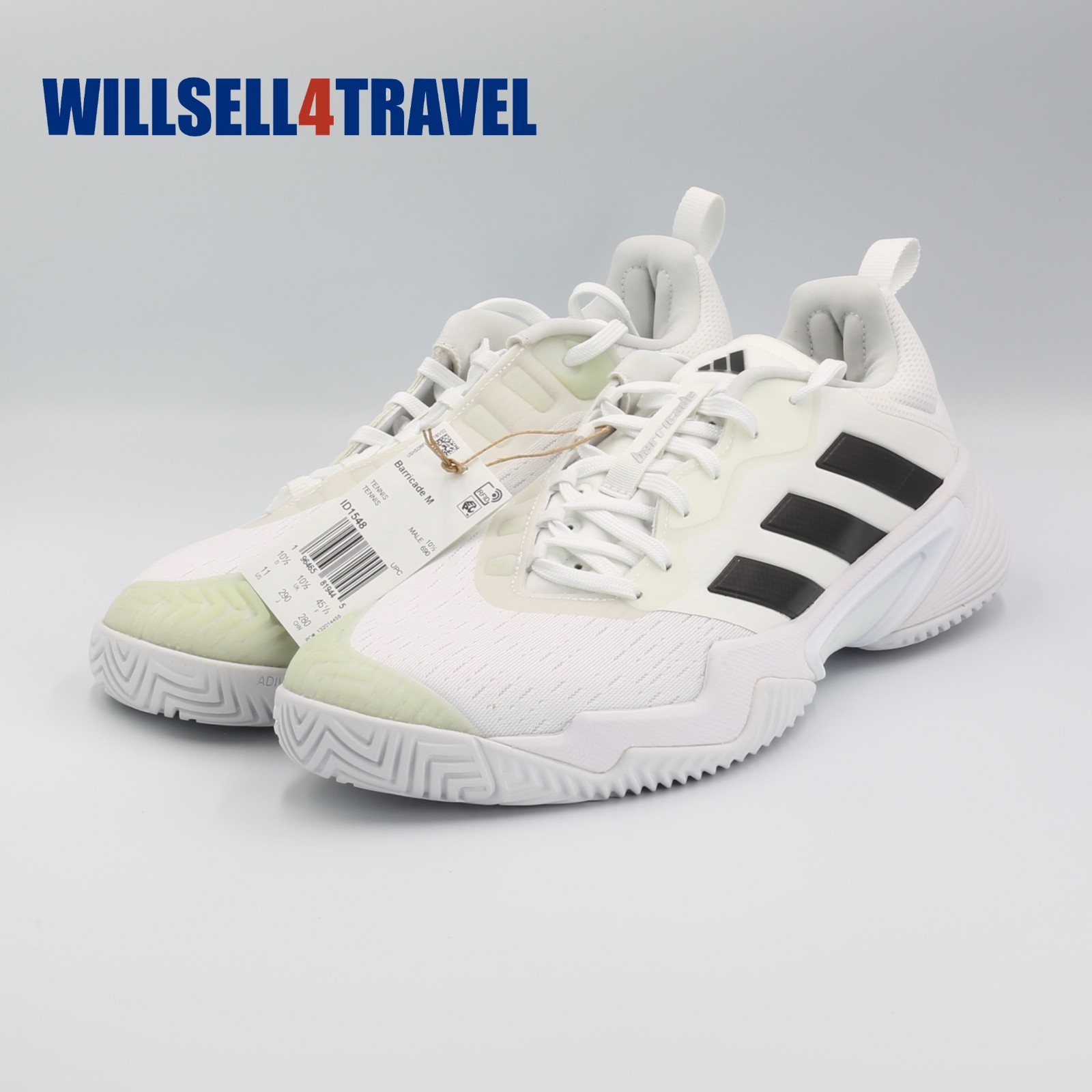 adidas Barricade Tennis Shoes White Men\'s Size 11 ID1548