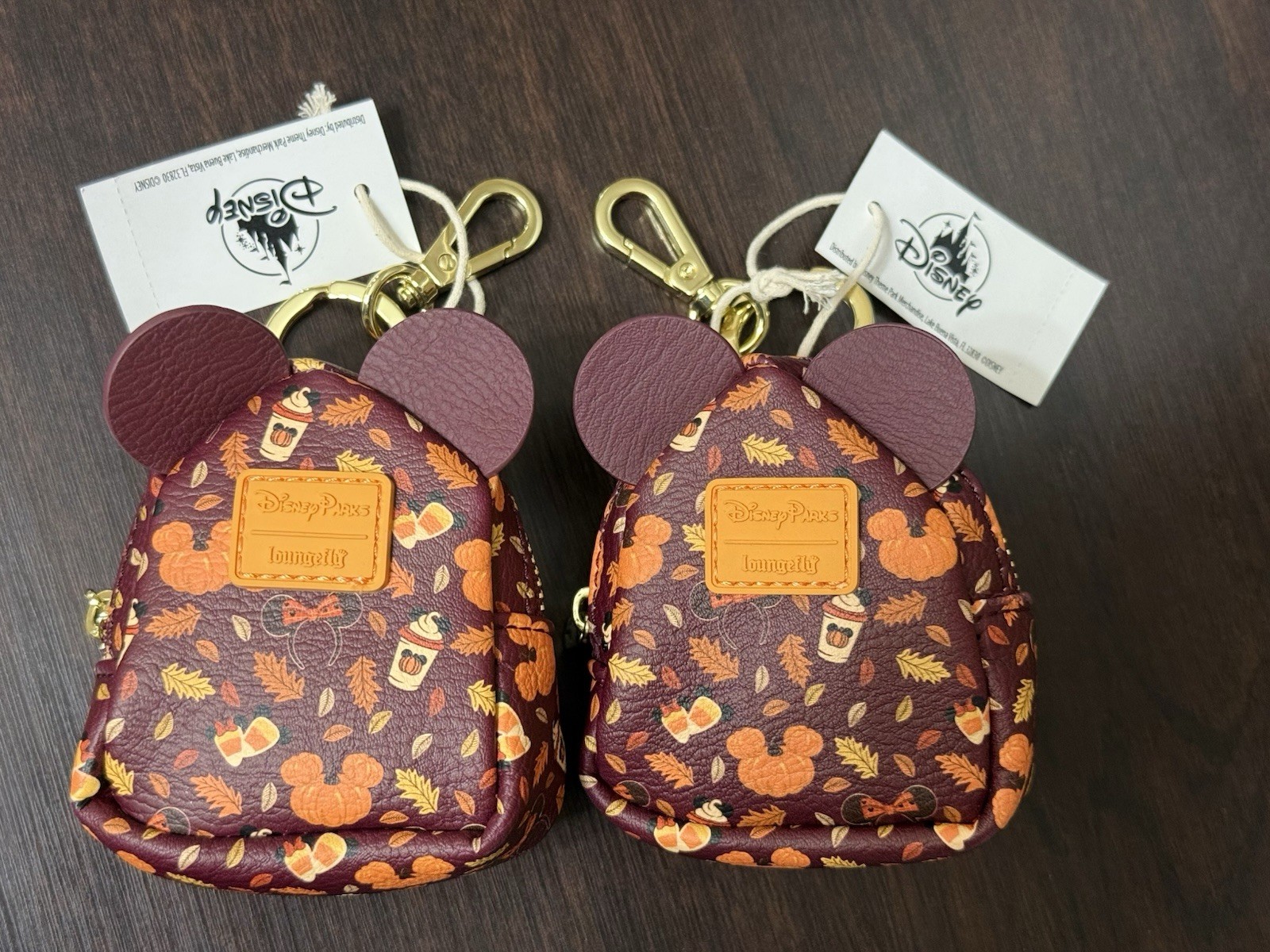 Disney Parks Loungefly Fall Festival Latte Mini Backpack Bag Charm Set Of 2