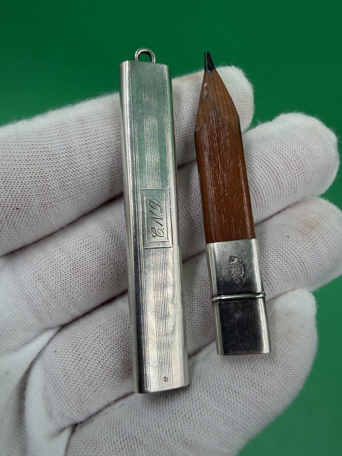 Antique Vintage Sterling Silver 925 Tapered Sheath Pencil Hallmarked Signed Antique Vintage Sterling Silver 925 Tapered Sheath Pencil Hallmarked Signed