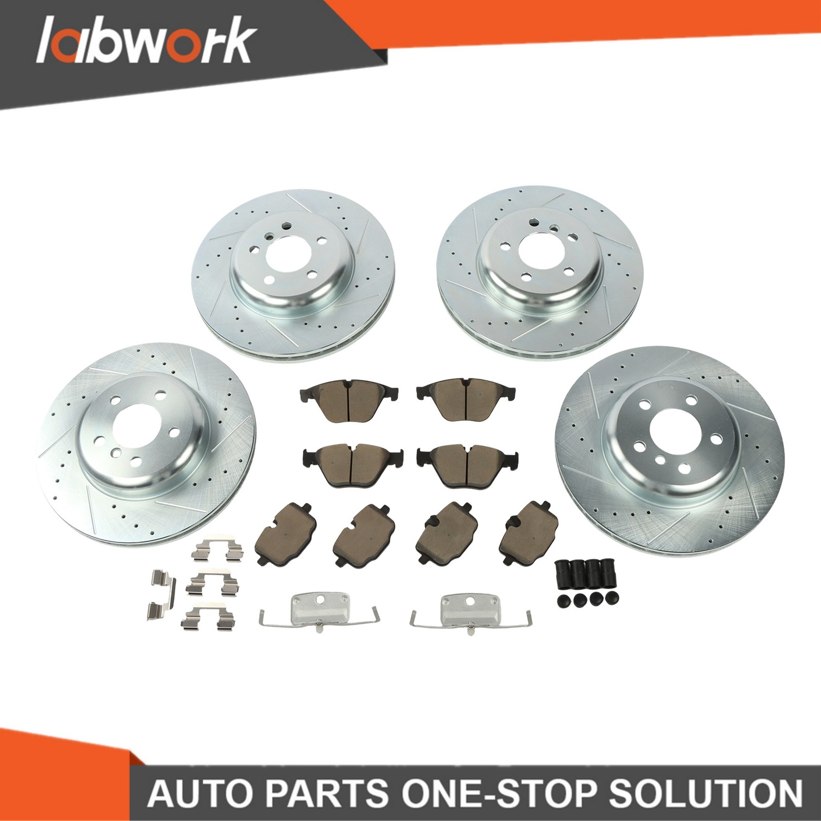 Labwork 12Pcs Drilled Brake Rotors & Brake Pads for BMW F06/10/12/13 640i