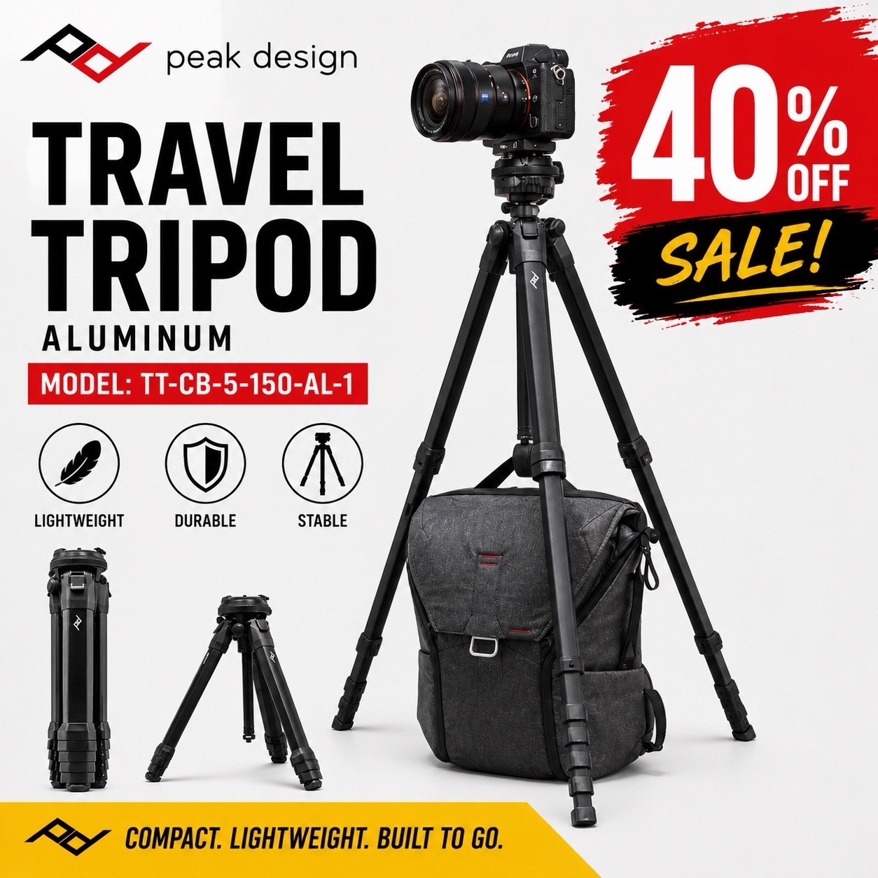 Peak Design Aluminum Travel Tripod open box sale in excellent condition complete
