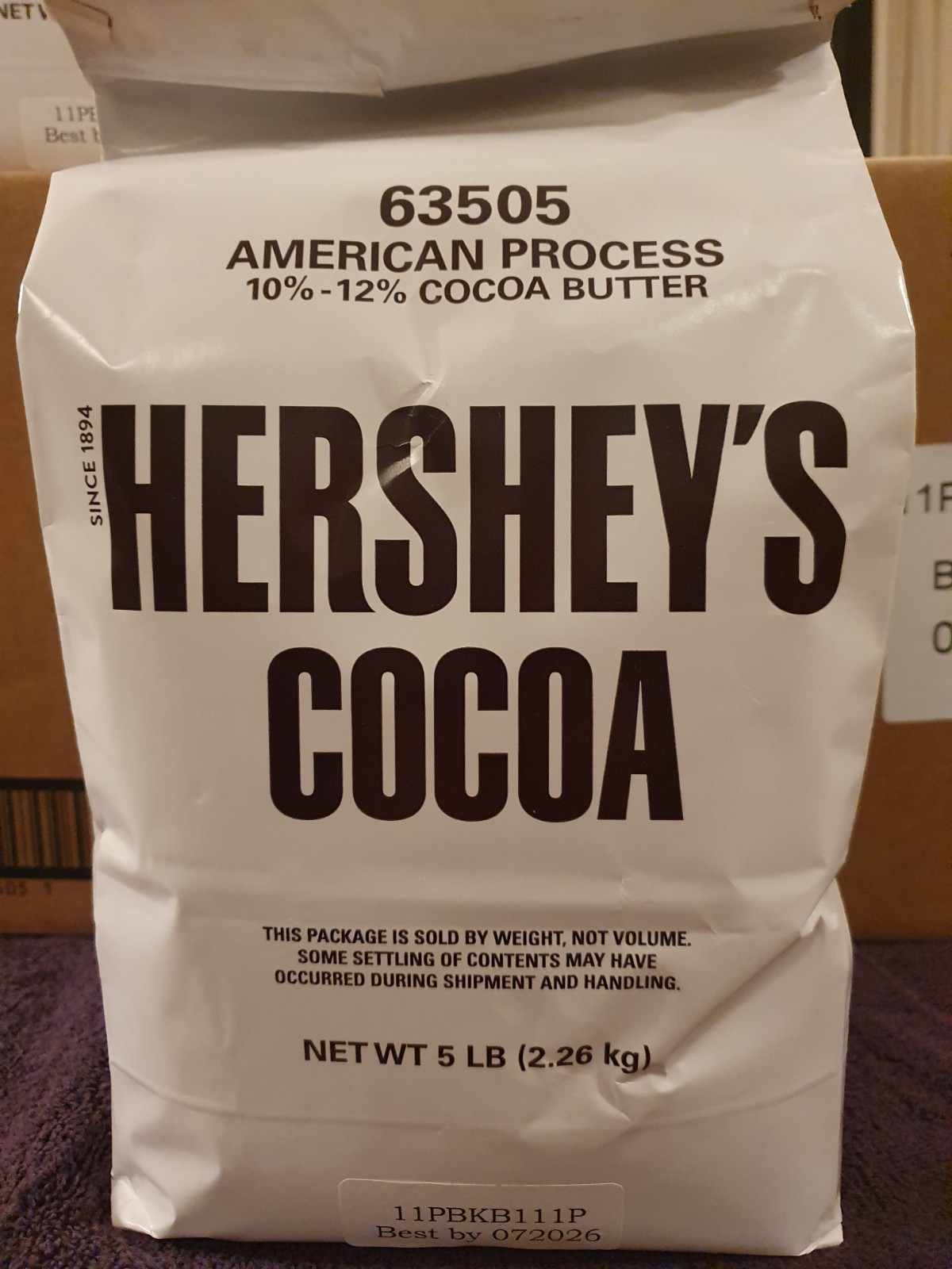 Hershey's 100% Cocoa Powder American Process 5lb Bag Bulk Baking Best By 07/2026
