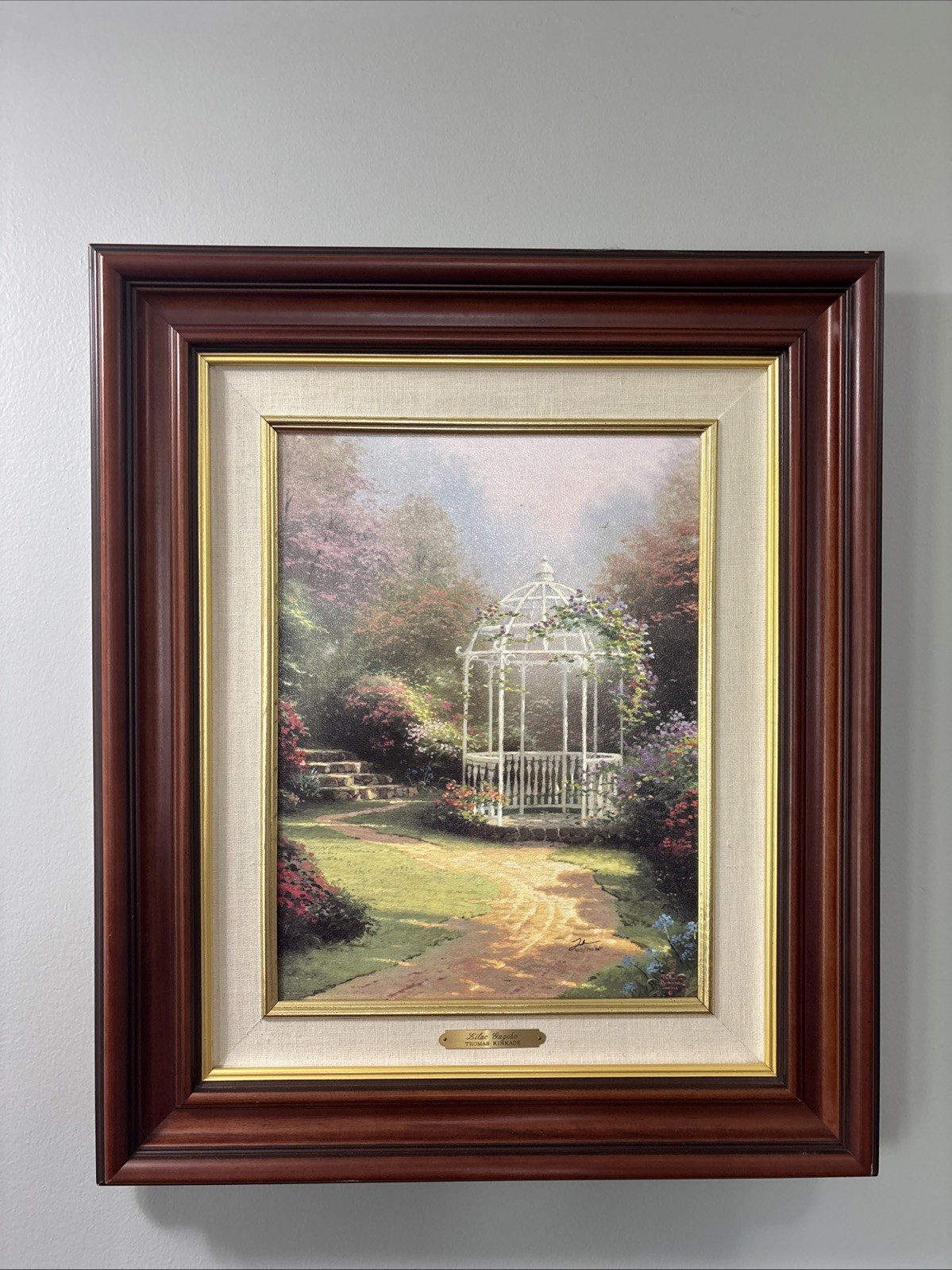 THOMAS KINKADE GALLERY PROOF ON CANVAS- PRINT “LILAC GAZEBO” 405 Of 740 SIGNED THOMAS KINKADE GALLERY PROOF ON CANVAS- PRINT “LILAC GAZEBO” 405 Of 740 SIGNED