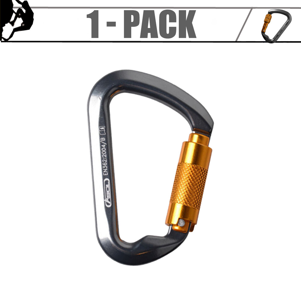 30KN Heavy Duty Auto Locking Climbing Carabiner Aluminum D Ring Clips Twist Lock