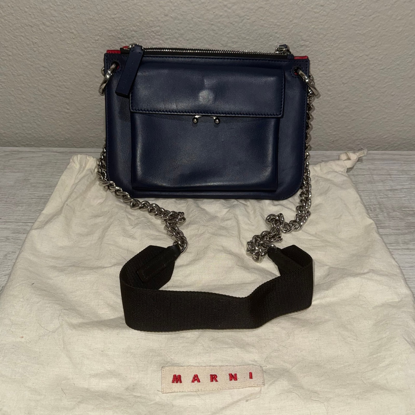 Marni Bandoleer Two Tone Pocket Crossbody Bag