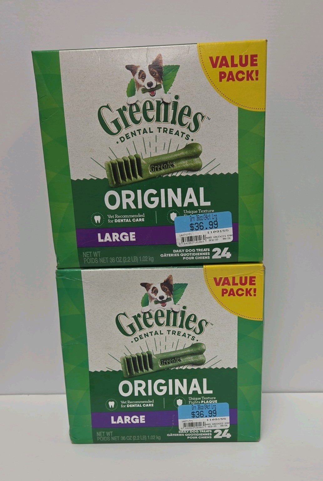 (2 Pack) GREENIES Original Large Dog Natural Dental Treats - 36 Oz 24 Count New