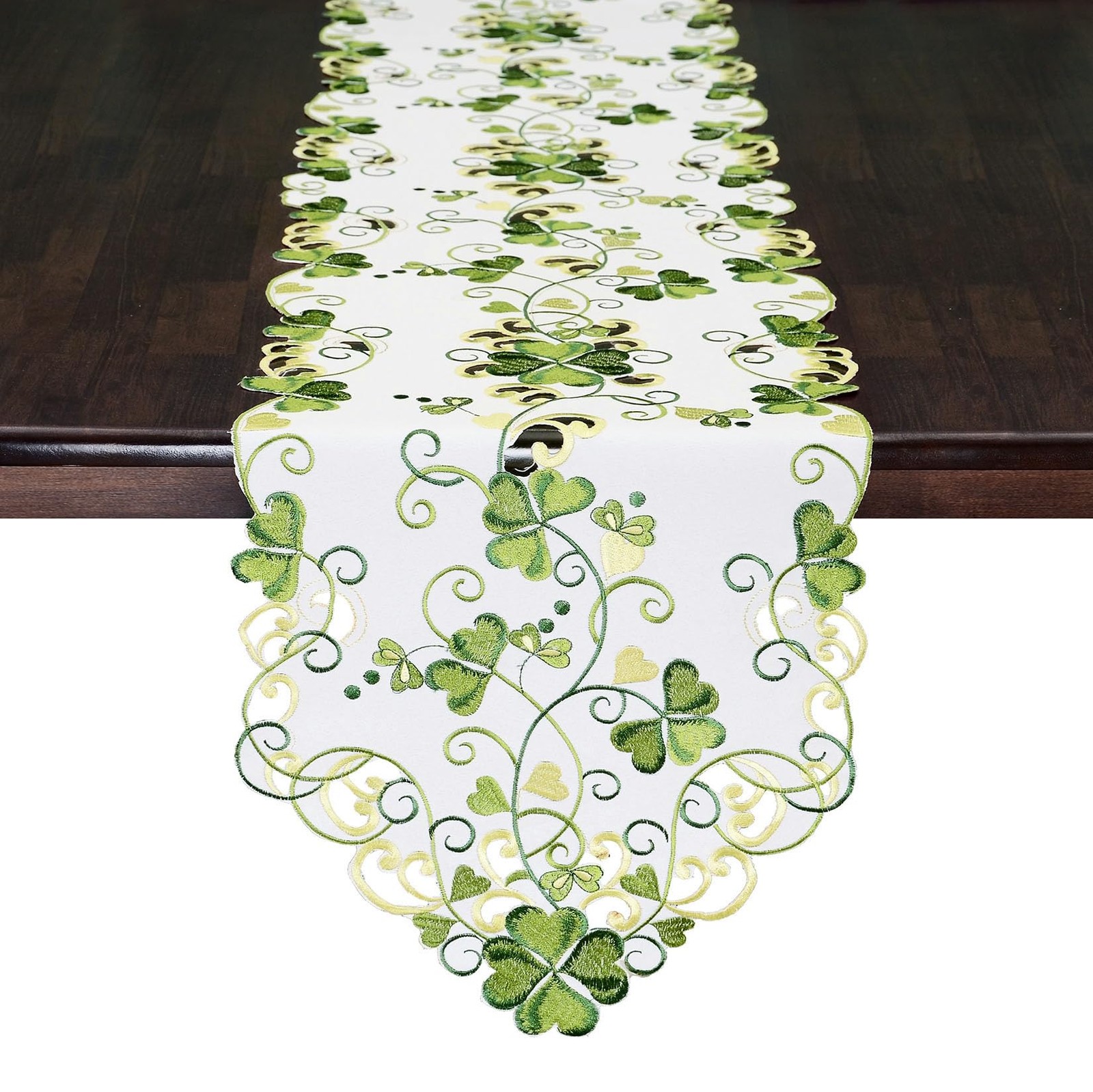 Grelucgo Embroidered Decorative Shamrock Table Runner for St. 14x69 inches